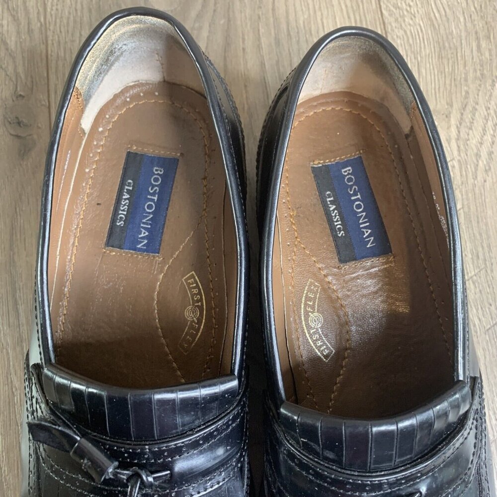 Bostonian Mens First Flex Black Leather Tassel Loafer Shoes Size 10M Style 20370 - Picture 10 of 13